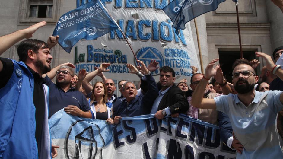 Bancarios se movilizaron al Congreso contra la privatización del Banco Nación